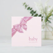 Pink Bow Baby Dusche Einladung (Stehend Vorderseite)