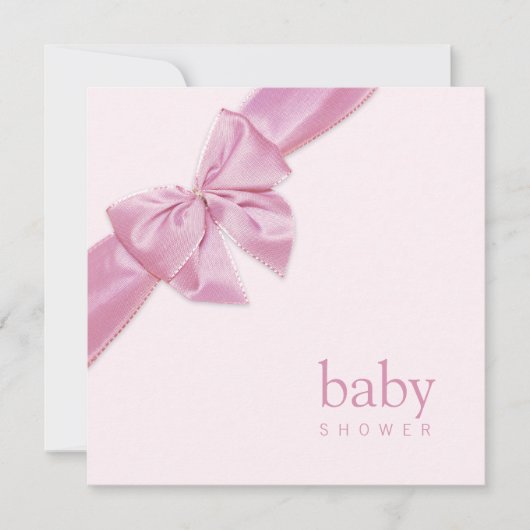 Pink Bow Baby Dusche Einladung (Vorderseite)