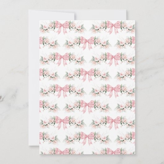Pink Bow Baby Dusche Einladung (Rückseite)