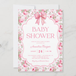 Pink Bow Baby Dusche Einladung