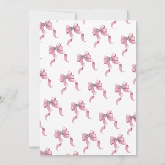 Pink Bow Baby Dusche Einladung (Rückseite)