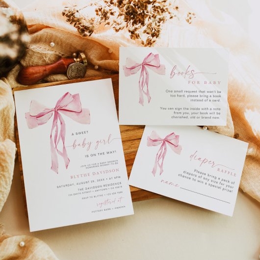 Pink Bow Baby Dusche Einladung Girl Coquette