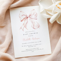 Pink Bow Baby Dusche Einladung - Karo Rechtschreib
