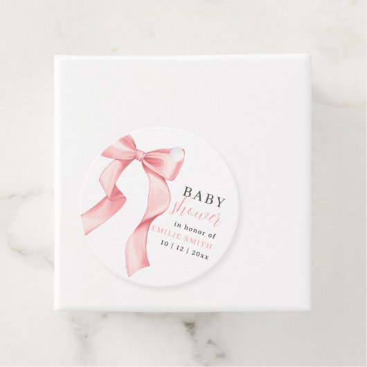 Pink Bow Baby Dusche Einladung, rosa Coquette Geschenkanhänger (Beispiel)