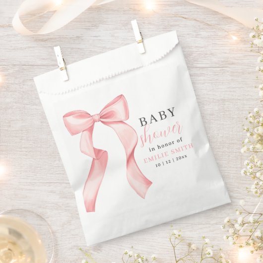 Pink Bow Baby Dusche Einladung, rosa Coquette Geschenktütchen (Ausgeschnitten)