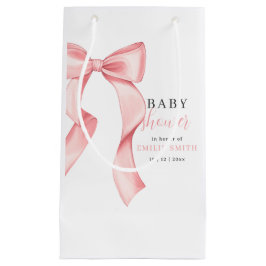 Pink Bow Baby Dusche Einladung, rosa Coquette Kleine Geschenktüte