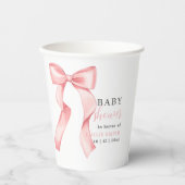 Pink Bow Baby Dusche Einladung, rosa Coquette Pappbecher (Vorderseite)