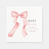 Pink Bow Baby Dusche Einladung, rosa Coquette Serviette (Vorderseite)