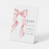 Pink Bow Baby Dusche Einladung, rosa Coquette Sockelschild (Vorderseite)