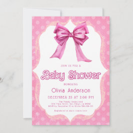 Pink Bow Baby Dusche Elegante Einladung