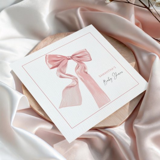 Pink Bow Baby Dusche Elegantes Papier Serviette