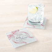 Pink Bow Baby Dusche Glasuntersetzer (Schrägansicht)