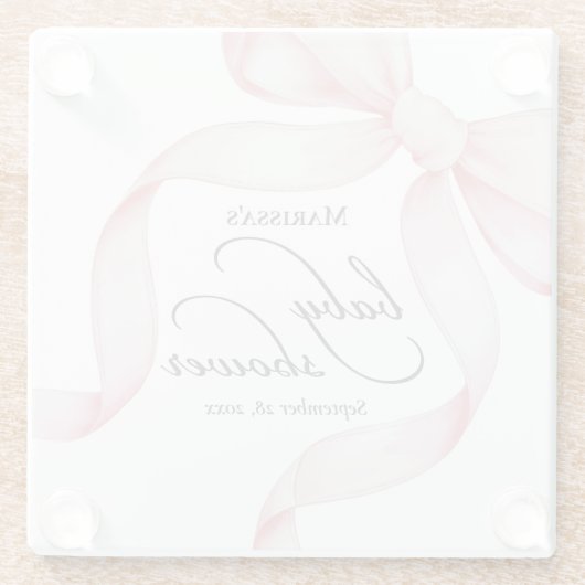 Pink Bow Baby Dusche Glasuntersetzer (Rückseite)