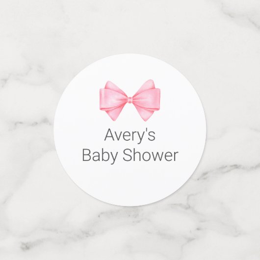 Pink Bow Baby Dusche Konfetti (Klein Vorderseite)