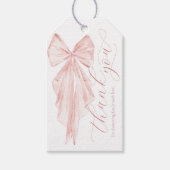 Pink Bow Baby Dusche Minimalistisch Gefallen Geschenkanhänger (Vorderseite)