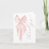 Pink Bow Baby Dusche Minimalistische Ribbon Dankeskarte (Vorderseite)