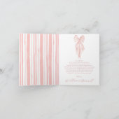 Pink Bow Baby Dusche Minimalistische Ribbon Dankeskarte (Innenseite)