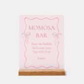 Pink Bow Baby Dusche Momosa Bar Acrylschild (Vorderseite)