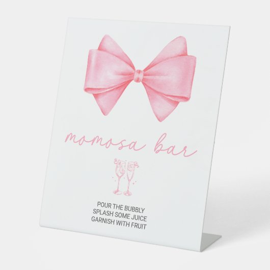 Pink Bow Baby Dusche Momosa Bar Sockelschild (Vorderseite)