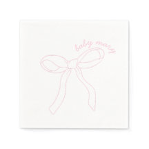 Pink Bow Baby Dusche Napkins, Girl Birthday Party