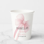 Pink Bow Baby Dusche Pappbecher (Rückseite)