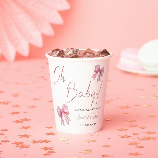 Pink Bow Baby Dusche Pappbecher (Insitu)