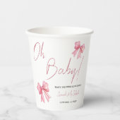 Pink Bow Baby Dusche Pappbecher (Vorderseite)