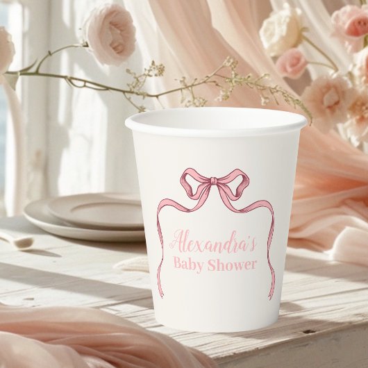 Pink Bow Baby Dusche Pappbecher