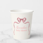 Pink Bow Baby Dusche Pappbecher (Rückseite)