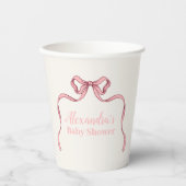 Pink Bow Baby Dusche Pappbecher (Vorderseite)