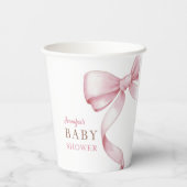 Pink Bow Baby Dusche Pappbecher (Rückseite)