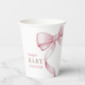 Pink Bow Baby Dusche Pappbecher (Vorderseite)