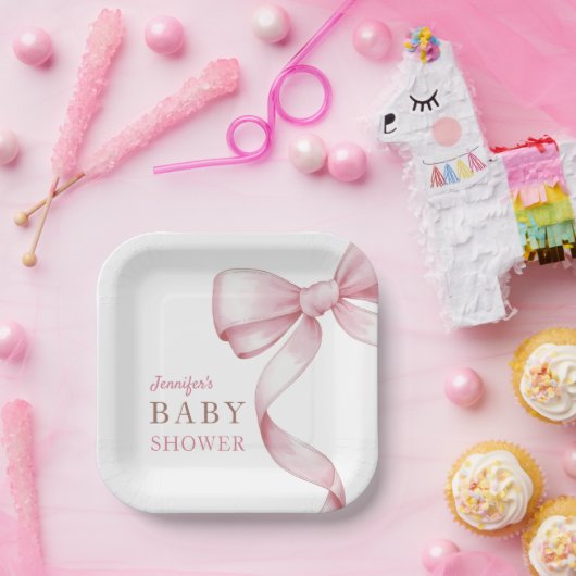 Pink Bow Baby Dusche Pappteller (Party)