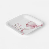 Pink Bow Baby Dusche Pappteller (Gewinkelt)