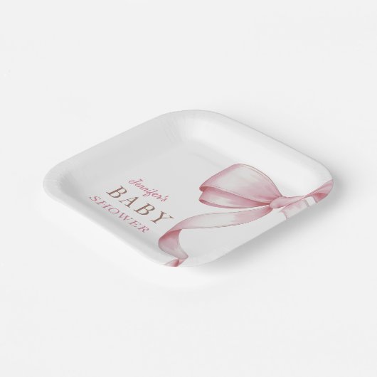 Pink Bow Baby Dusche Pappteller (Gewinkelt)