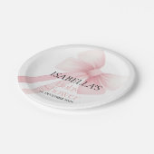 Pink Bow Baby Dusche Pappteller (Schrägansicht)