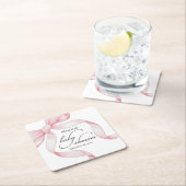 Pink Bow Baby Dusche Rechteckiger Pappuntersetzer (Vor Ort)