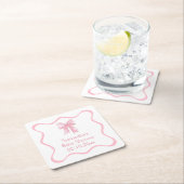 Pink Bow Baby Dusche Rechteckiger Pappuntersetzer (Vor Ort)
