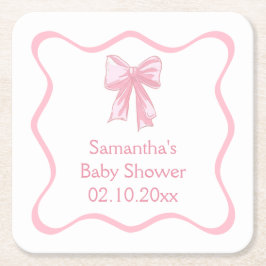 Pink Bow Baby Dusche Rechteckiger Pappuntersetzer