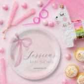Pink Bow Baby Dusche Rosa Wasserfarbe Pappteller (Party)