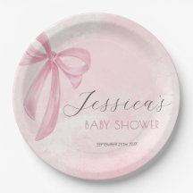 Pink Bow Baby Dusche Rosa Wasserfarbe