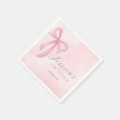 Pink Bow Baby Dusche Rosa Wasserfarbe Serviette (Ecke)