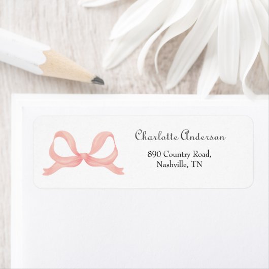 Pink Bow Baby Dusche Rücksendeadresse (Insitu)