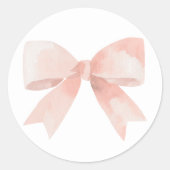 Pink Bow Baby Dusche Runder Aufkleber (Vorderseite)