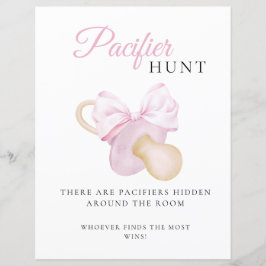 Pink Bow Baby Dusche Schnuller Jagdspiel Schild