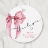Pink Bow Baby Dusche Schön Danke Geschenkanhänger (Vorderseite)