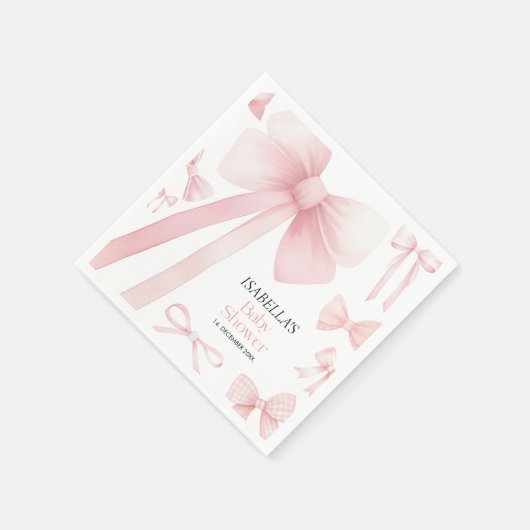 Pink Bow Baby Dusche Serviette (Ecke)