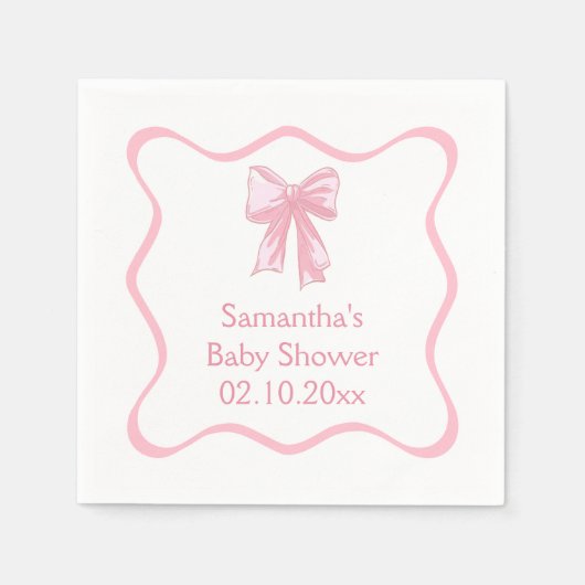 Pink Bow Baby Dusche Serviette (Vorderseite)