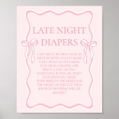 Pink Bow Baby Dusche Spate Night Diapers Party Gam Poster (Vorne)