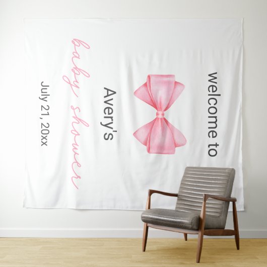 Pink Bow Baby Dusche Wandteppich (Beispiel (Horizontal))
